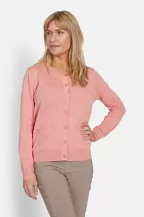 Langærmet Cardigan - Koral - Lommer