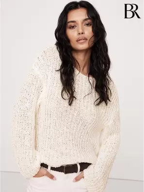 Vit - Banana Republic Överdimensionerad Tröja Med Rund Jumper