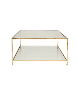 BIG SQUARE Soffbord – Mässing / Glas 95x95 cm