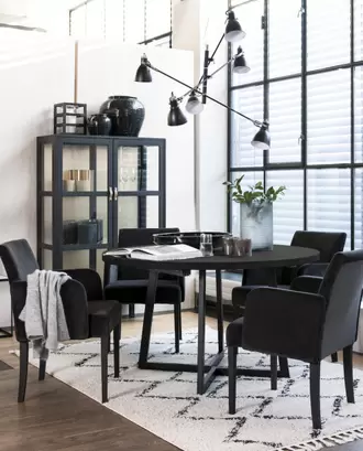 ANCONA Utdragbart Matbord - Svart Ask Ø150cm