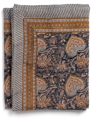 ORIENTAL Linneduk - Navy Blue 170x270cm