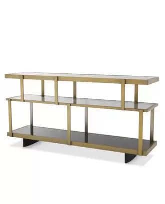 NESTO Konsolbord - Mässing / Rökt Glas / Svart Glas