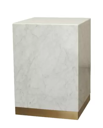 QUEBEC Sidobord - Vit Marmor / Mässing H:57 cm