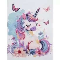 Bling Dots, diamond painting för barn 6+ år, unicorn / enhörning 30×40 cm
