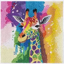 Bling Dots, diamond painting för barn 8+ år regnbågsfärgad giraff 20x20 cm