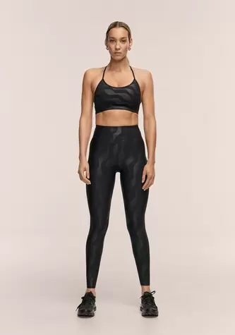 Heat Printed High Waist Tights - Black Geo