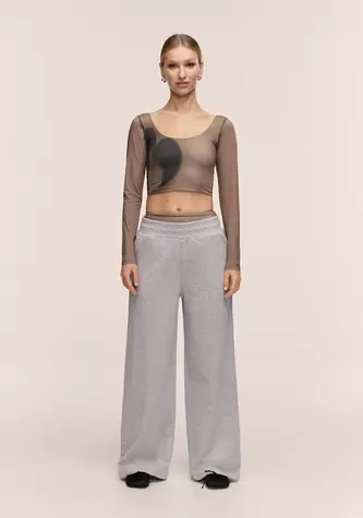 Reversed Seam Terry Loose Pants - Grey Melange