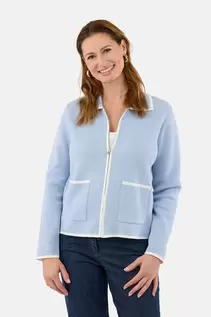 Langærmet Cardigan - Lyseblå - Lynlåslukning