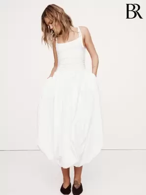 Vit - Banana Republic Strappy Poplin Bubble Midi Klänning