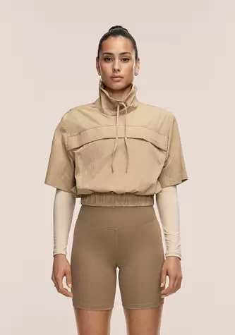 Active Short Sleeve Track Jacket - Dark Sand