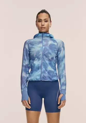 Breeze Printed Running Jacket - Breeze Blue Shadow