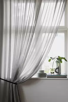 Gardin Lyx Hotellvoile dubbel bredd Grå finns i två storl: