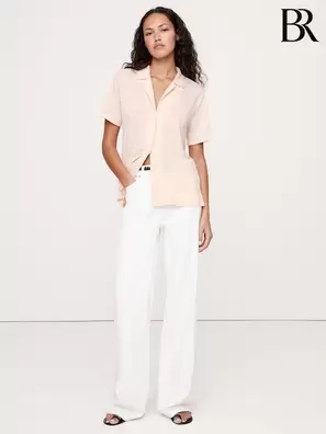 Rosa - Banana Republic Linne Resort Skjorta