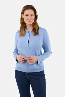 Strik Polo - Lyseblå - Perleknapper