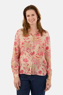 Langærmet Skjorte - Beige / Pink - Blomsterprint