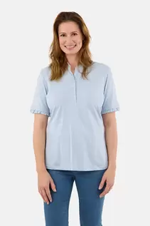 Kortærmet T-shirt - Lyseblå - Flæsekant