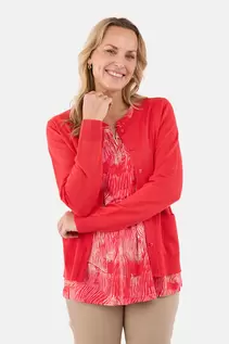 Langærmet Cardigan - Rød - Med Lommer