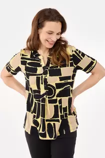 Kortærmet T-shirt - Gul Mix - Mønstret