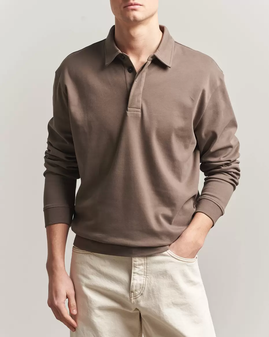 Heavy Weight Supima Cotton Long Sleeve Polo Dark Cedar
