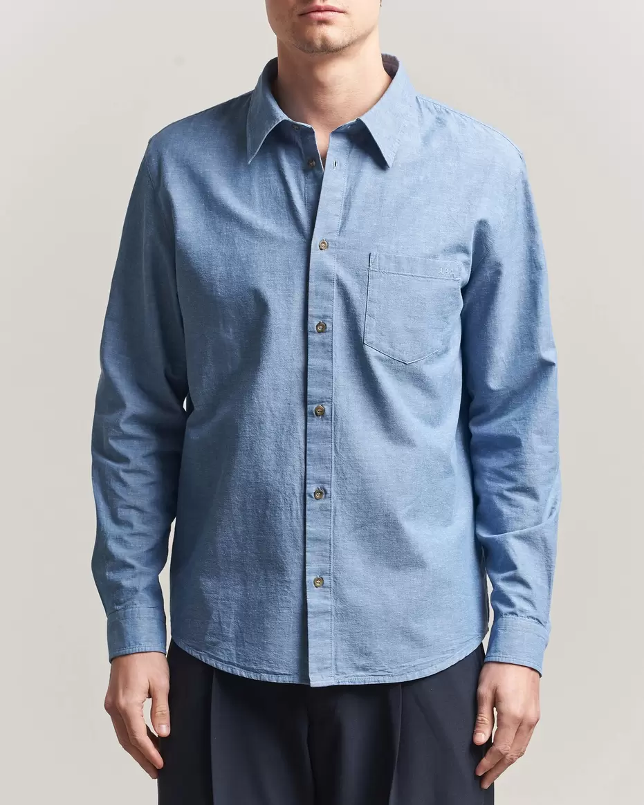 Harris Cotton/Linen Shirt Blue