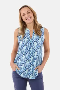 Top - Blå Mix - V-Hals