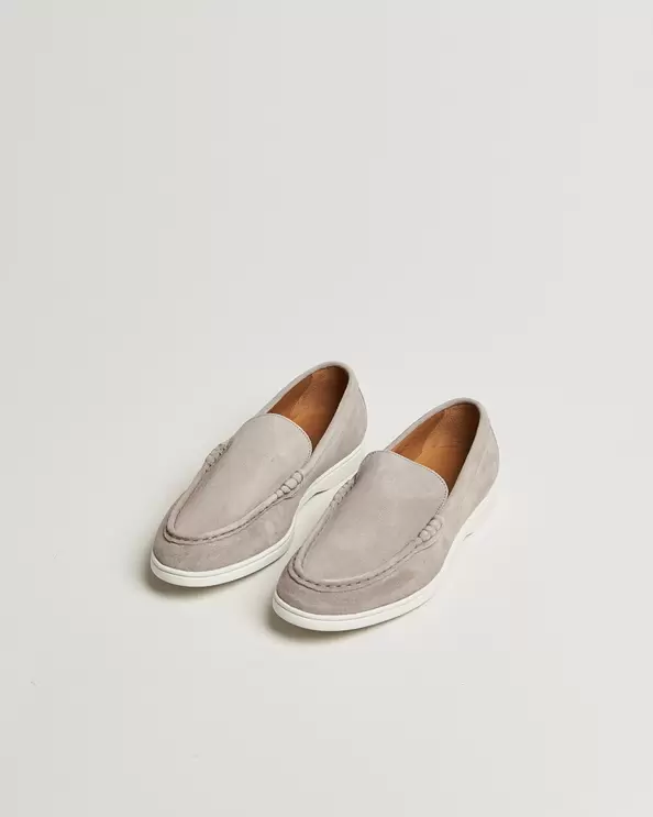 Suede Slip On Loafers Light Grey