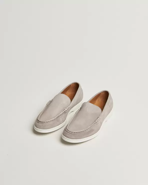 Suede Slip On Loafers Light Grey