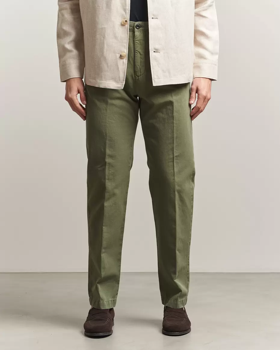 Regular Fit Cotton/Linen Slacks Military