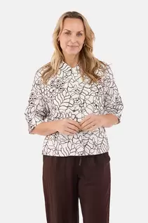 Let Jakke - Råhvid - Broderet Blomsterprint