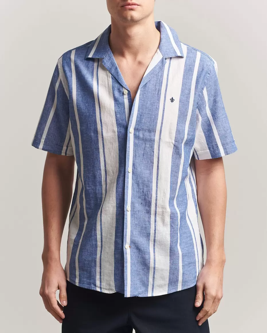 Resort Short Sleeve Linen Shirt Blue