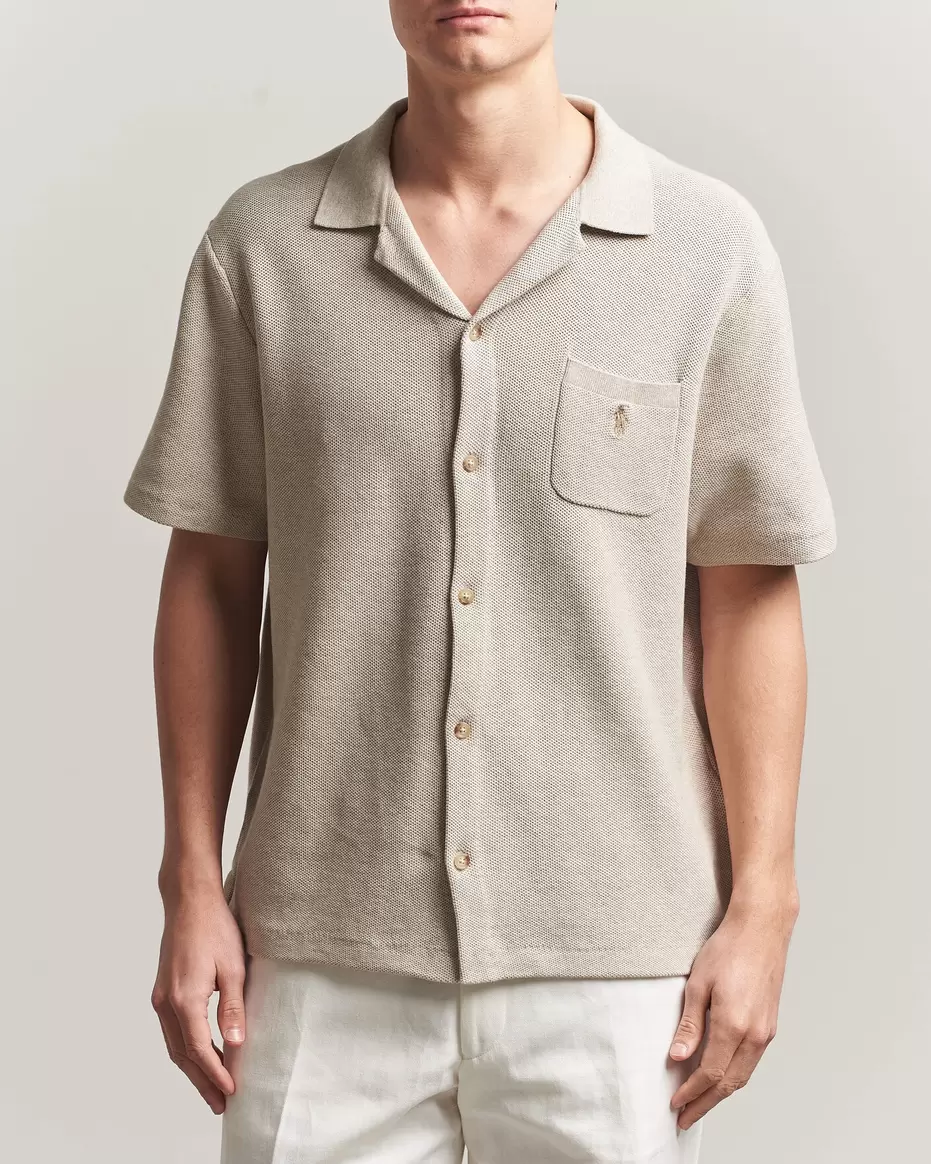 Textured Camp Collar Cardigan Light Walnut Brown