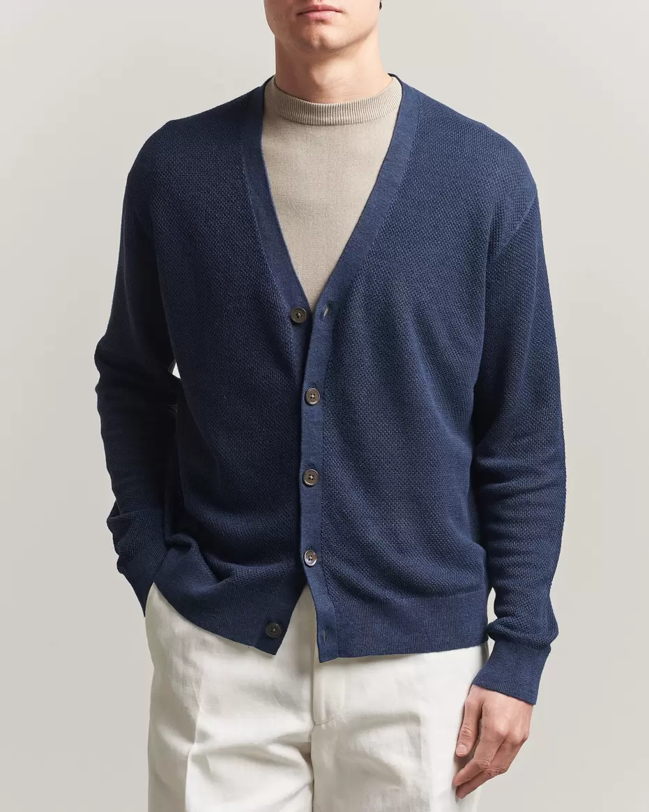 Linen Cardigan Newport Navy
