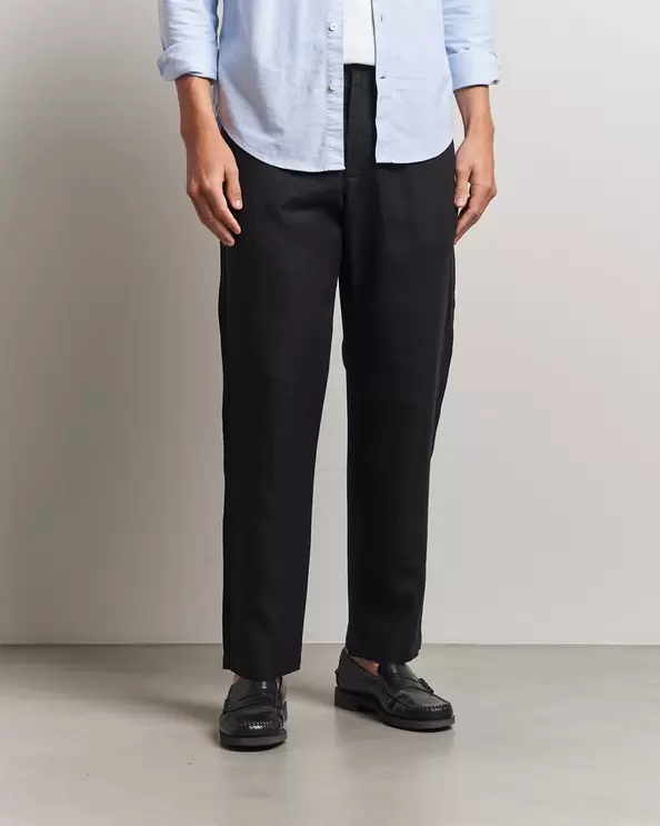 Aden Regular Fit Linen Chinos Black