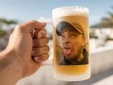 Frostat ölglas med eget foto