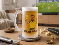 Frostat ölglas med egen design - Fotbolls VM