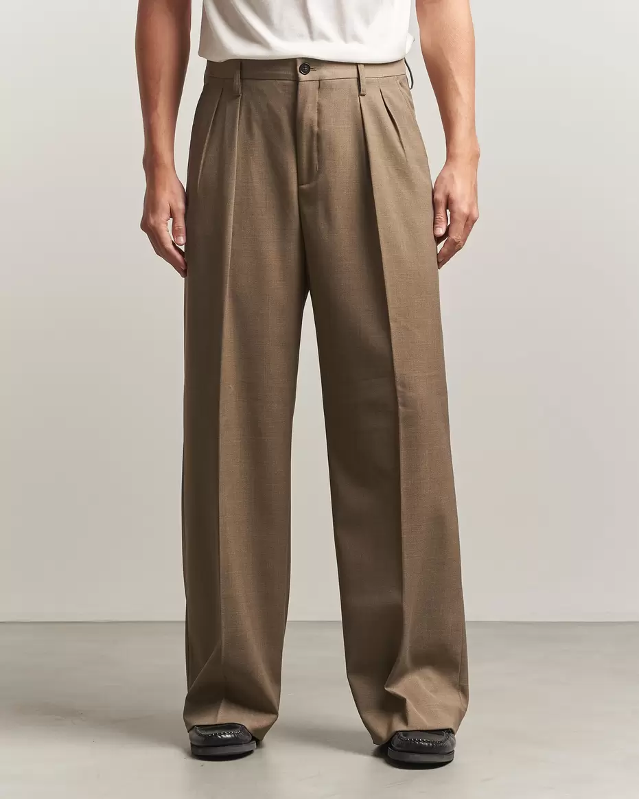 Milo Wide Wool Trousers Light Driftwood