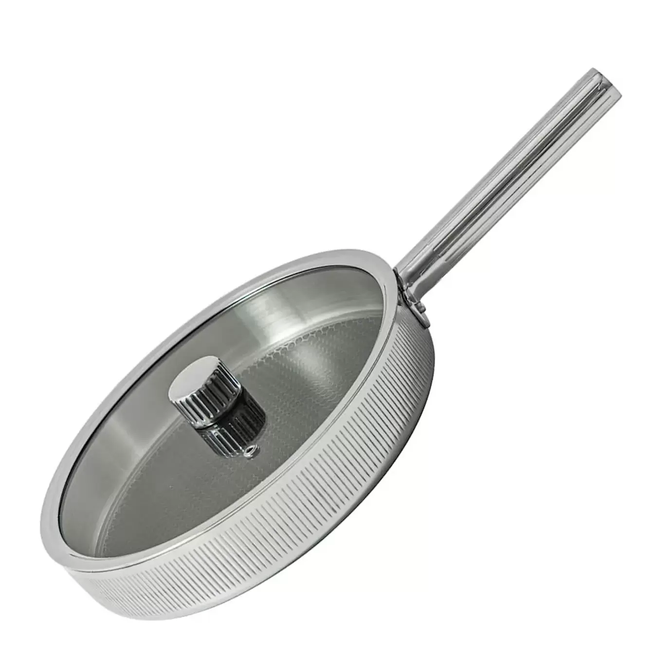 Glima traktörpanna 28 cm med lock blankt stål