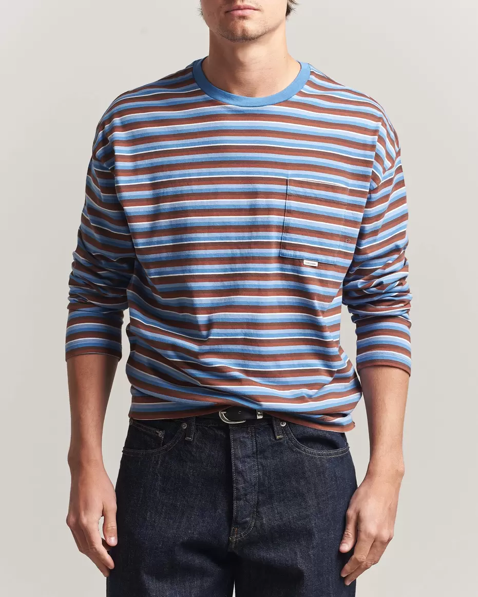 Long Sleeve Pocket Tee Blue Stripe
