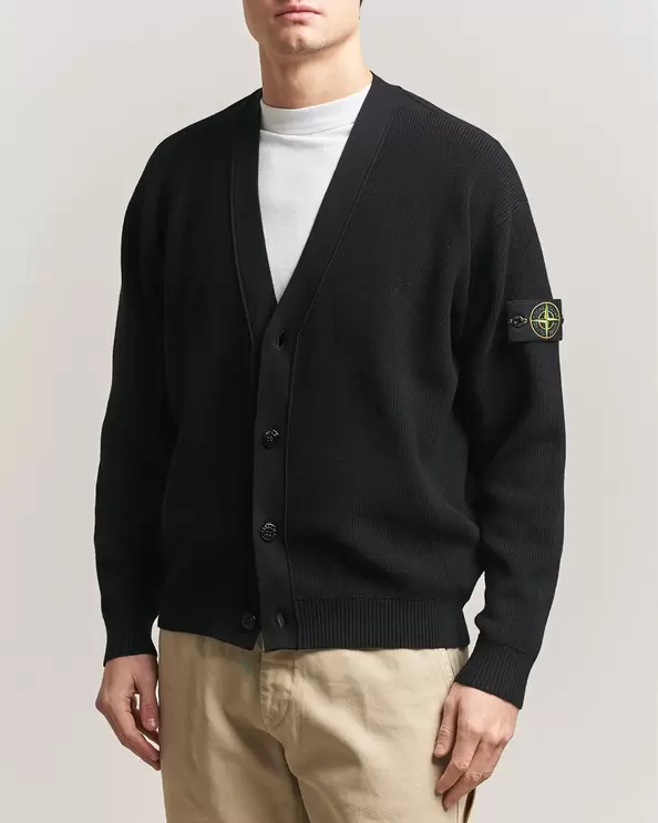 Ribbed Soft Organic Cotton Cardigan Black