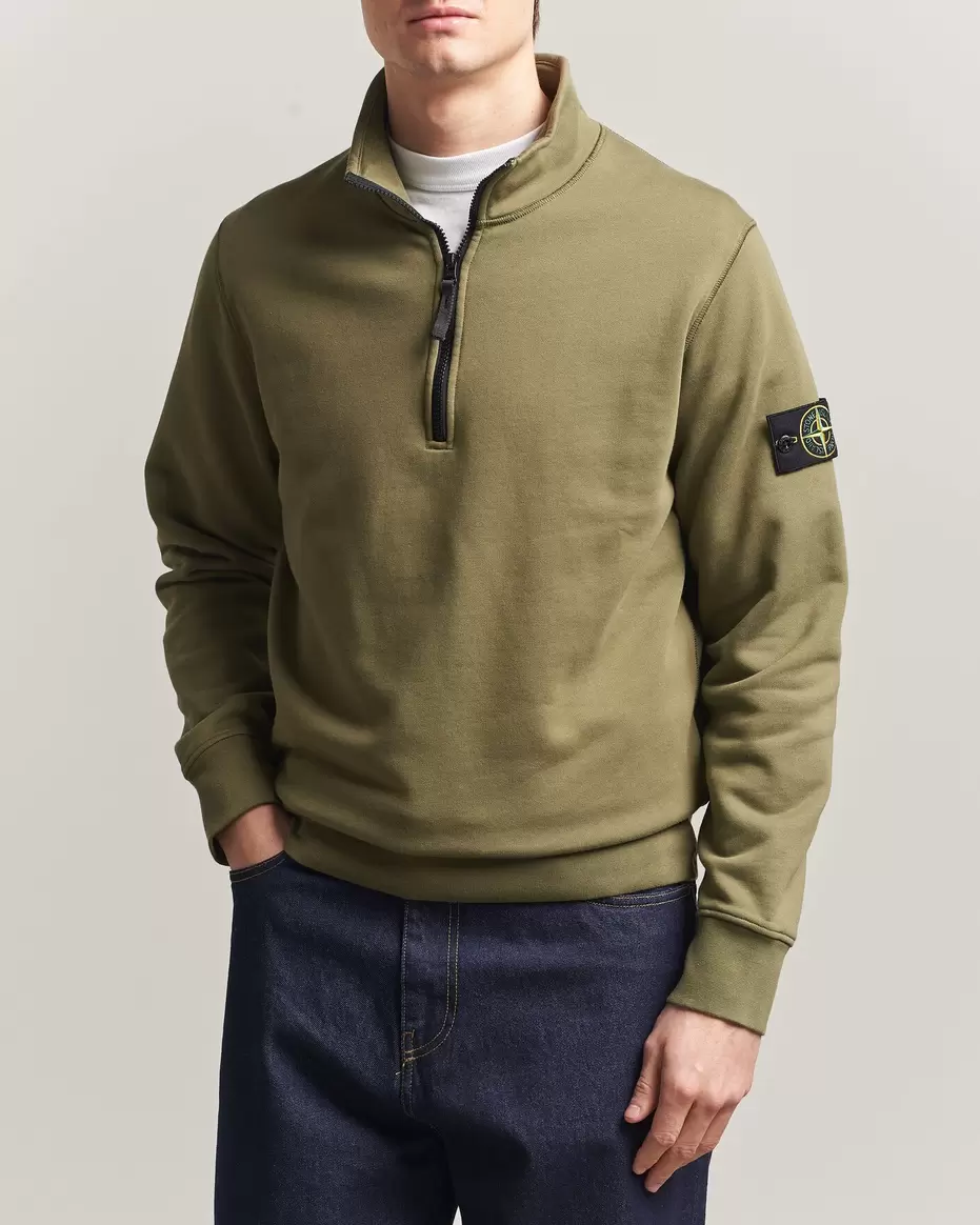 Garment Dyed Fleece Half Zip Military Green