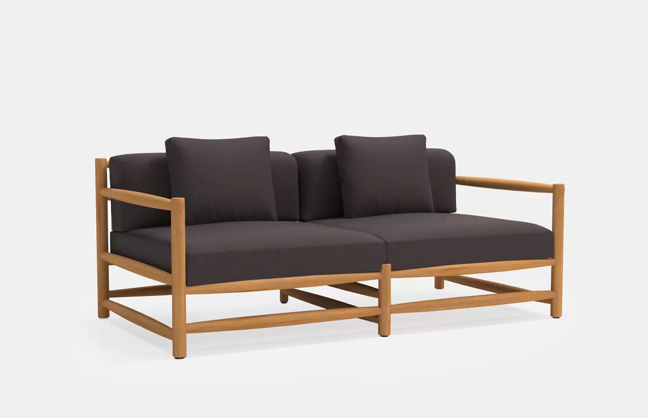 Saltholm Sofa - Teak - Grey Brown Cushions