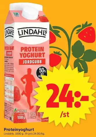 Lindahls - Protein Yoghurt Jordgubb