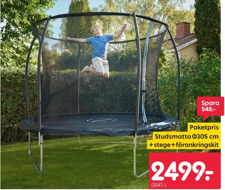 Studsmatta + stege + förankringskit