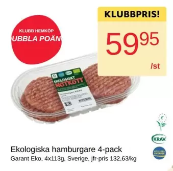 EKO - Ekologiska hamburgare 4-pack