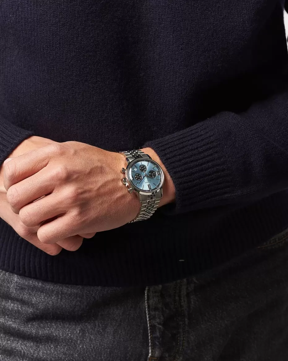 Marlin Quartz Chronograph Steel 40mm Ice Blue Dial
