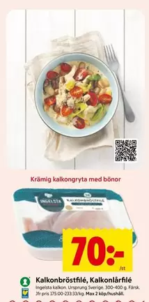 Ingelsta kalkon - Kalkonbröstfilé, Kalkonlårfilé