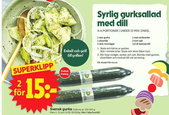 Syrlig gurksallad med dill