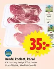 Benfri kotlett, karré