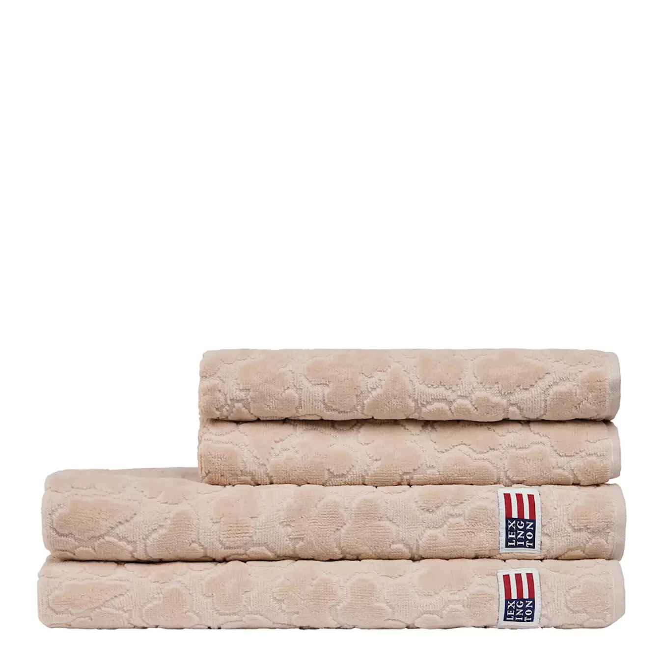 Velour Jacquard handduk med lövmönster 100x150 cm ljusbeige
