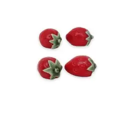 Dekoration - Jordgubbe - 2 storlekar - Röd - 6,5 & 5 cm